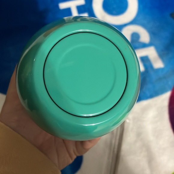 NWOT Cute small teal reusable cup with unused metal straw and brush cleaner 5” - Picture 4 of 4